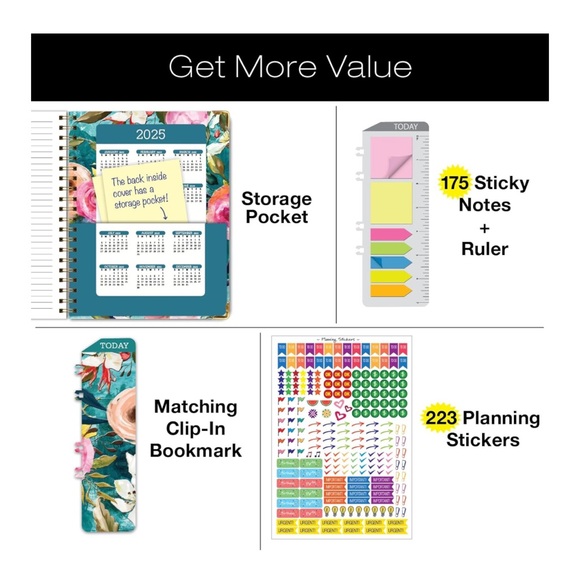 HARDCOVER 2024-2025 Planner
Bookmark, Pocket Folder and Sticky Note Set - Picture 2 of 8